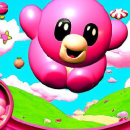 description: an anonymous image shows kirby, the lovable pink puffball, exploring a vibrant and expansive 3d world filled with lush landscapes, towering structures, and various enemies. kirby is seen floating in the air, displaying his signature ability to inhale enemies and gain their powers. the image captures the sense of wonder and excitement that awaits players in kirby and the forgotten land.