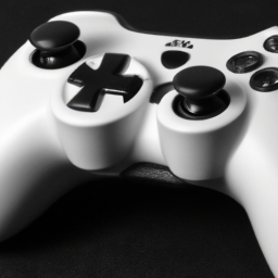 description: a black and white image of the hyperkin xenon xbox 360 controller. the controller has a similar layout and button configuration as the classic xbox 360 controller, but it has been updated with modern features such as a usb-c cable and improved ergonomics.