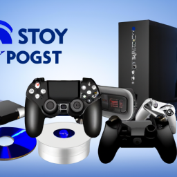 An image of a gaming console with a 'PS5 Pro' logo on the front and various controllers, gaming discs, and other accessories scattered around it. Category: Upcoming Games