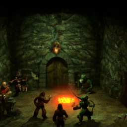 description: a screenshot from baldur's gate 3 showing a group of adventurers battling a fearsome monster in a dark and atmospheric dungeon.