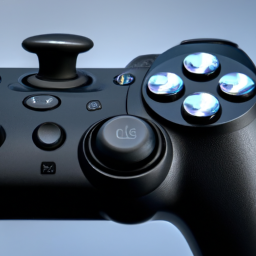 description: A sleek, black DualSense Edge controller for the PlayStation 5, showcasing its customizable thumbsticks and programmable buttons.