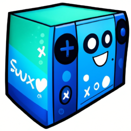 description: an image of a vibrant blue xbox series x console with adorable bluey artwork, capturing the spirit of the beloved animated show.
