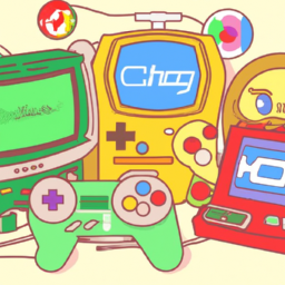 description: a colorful image featuring iconic nintendo characters, including mario, link, and pikachu, surrounded by various gaming consoles and handheld devices. the image showcases the evolution of nintendo's gaming history, capturing the nostalgia and excitement associated with the brand.