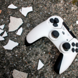 An anonymous image depicting a shattered game controller lying on the ground, symbolizing the disappointment and frustration caused by The Day Before's scam revelation. 