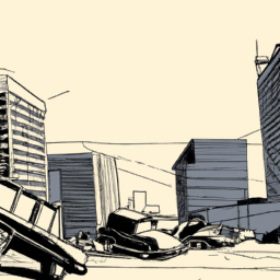 description: an anonymous image depicting a desolate cityscape with crumbling buildings and abandoned vehicles, symbolizing the post-apocalyptic setting of the day before.