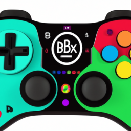 description: an image of a vibrant xbox controller featuring bts and benny blanco branding, with colorful buttons and a microphone symbol.