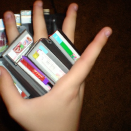 description: an anonymous image showcasing a person holding a nintendo ds console with a variety of game cartridges spread out in front of them. the person's hand is reaching towards the console, ready to insert a game cartridge and start playing. the image captures the excitement and anticipation of diving into the world of nintendo ds games.