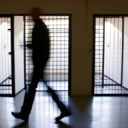 description: an image of a jail cell with the door open and a silhouette of a person walking out.