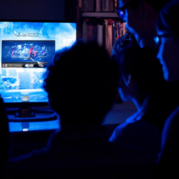 A group of people discussing a PlayStation 5 game, around a computer screen.