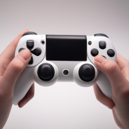 description: an anonymous image of a person holding a ps5 dualsense controller in their hands. the controller is the classic white color, showcasing its sleek design and ergonomic features.