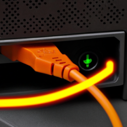 description: an image of an xbox one console with a disconnected power cord, displaying an orange flashing light.