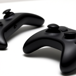 description: an image of a sleek and modern mobile gaming controller in black and white variants. it features well-designed buttons and sticks for an optimal gaming experience.