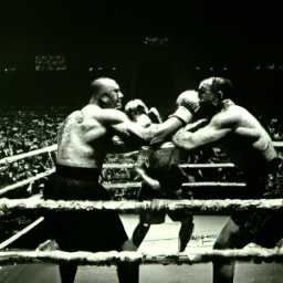 description: an action-packed screenshot from undisputed showing two boxers in the middle of an intense match, with the crowd cheering in the background.