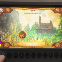 description: an anonymous image shows a handheld console with the hogwarts legacy game on the screen. the player is exploring the magical world of hogwarts, casting spells and encountering various creatures. the image captures the essence of the game's enchanting atmosphere while leaving room for imagination.