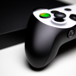 description: an image of an xbox series s console with a controller placed next to it. the console is black with a sleek design, while the controller is white and features the iconic xbox button in the center.