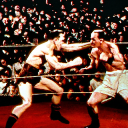 description: an action-packed screenshot from undisputed showing two boxers engaged in a intense match, with a roaring crowd in the background.
