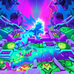 description: an anonymous image showcasing a vibrant and surreal world with a mix of colorful landscapes, intricate platforms, and fantastical creatures. the art style is unique and visually striking, with swirling patterns and intense bursts of color. the image captures the essence of ultros' artistic vision and invites players into a mesmerizing journey through its kaleidoscopic realm.