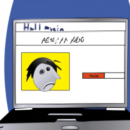 description: a person looking at their laptop screen with a concerned expression on their face. the laptop screen displays a hotmail login page.