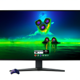 description: a sleek and modern gaming monitor with a large display and thin bezels. the image showcases vibrant gameplay with stunning graphics, capturing the immersive experience that the best monitors for xbox series x can provide.