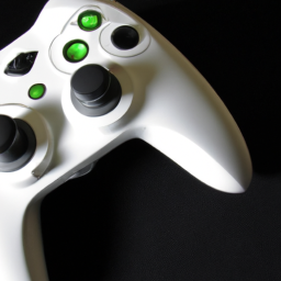 An Xbox 360 controller with a black background.
