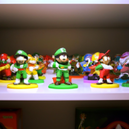 description: an anonymous image showcases a collection of colorful amiibo figurines arranged neatly on a shelf, representing various nintendo franchises.category: nintendo